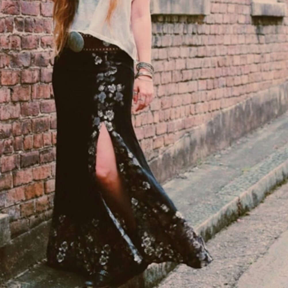 Free People Secret Garden Maxi Slit Skirt Sz 0